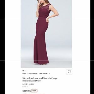 Sleeveless Lace and stretch crepe Bridesmaid Dress